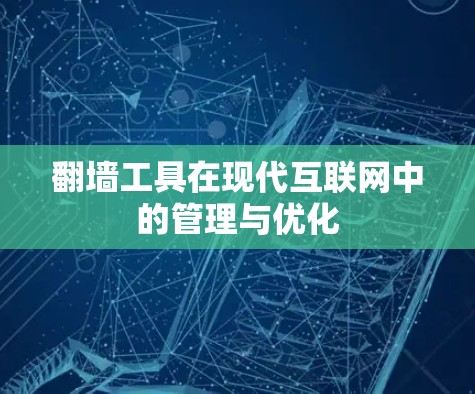 翻墙工具在现代互联网中的管理与优化