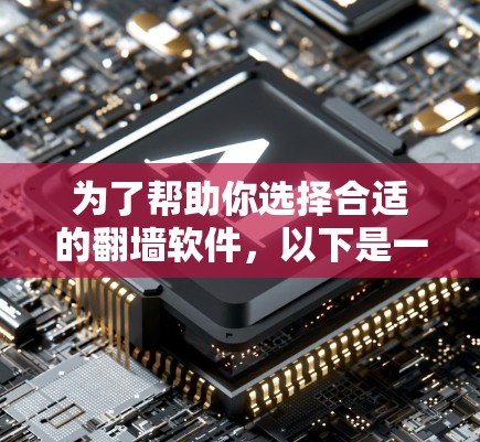 为了帮助你选择合适的翻墙软件，以下是一个综合考虑的因素和推荐列表